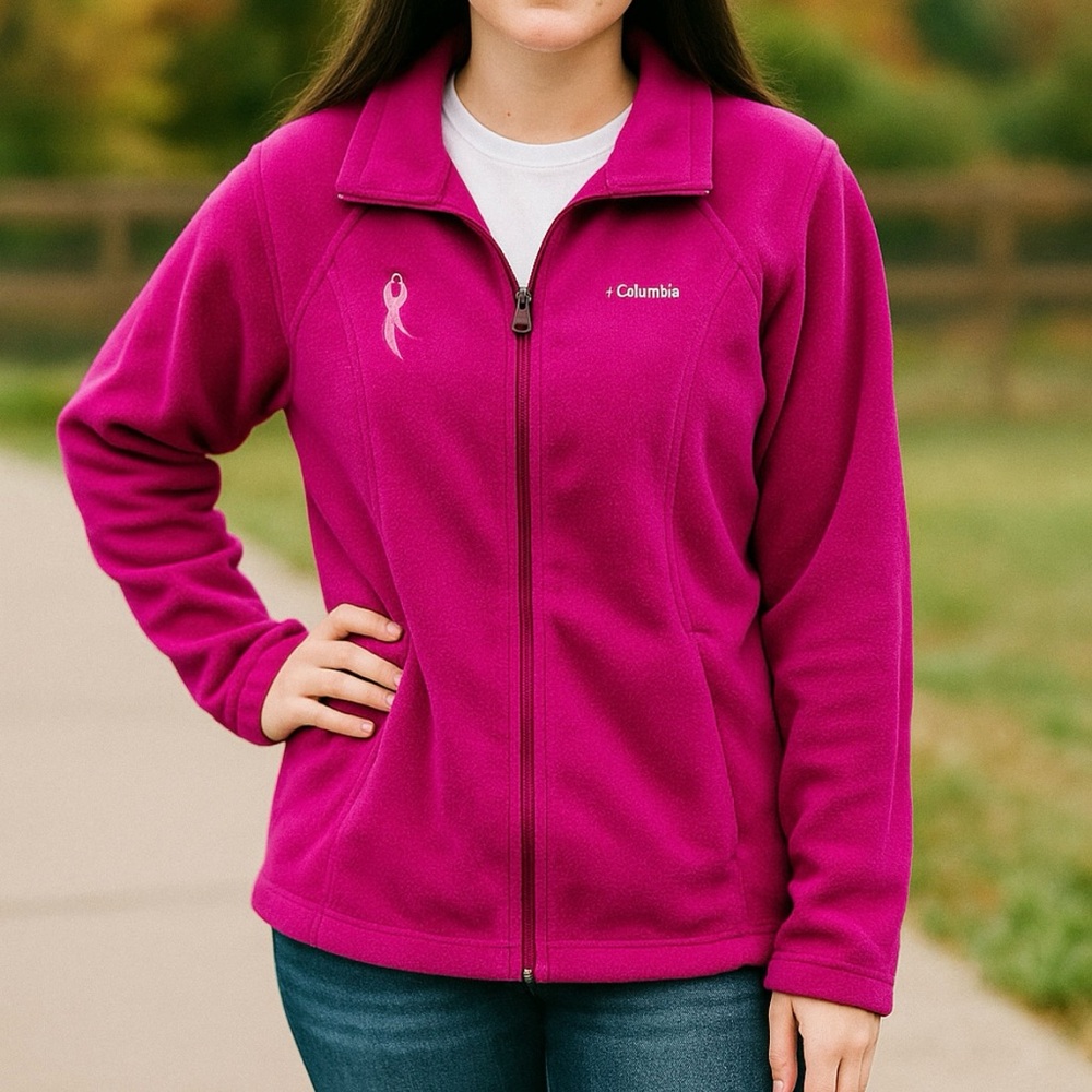 Columbia women’s Small fleece jacket breast cancer full zip up hiking coat